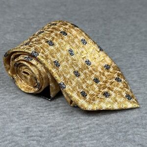 Geoffrey Beene Yellow Blue Floral Silk Tie Men's Vintage Wide Classic‎ Neckwear